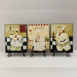 Jennifer Garant Fat Chef Wooden Plaque Kitchen Art Picture Wall Hanging Bistro